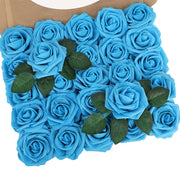 25 Pcs Artificial Foam Roses with Stems White 12 Inch Realistic DIY Wedding Bouquet Centerpieces