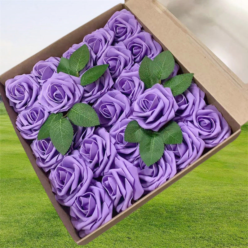 25 Pcs Artificial Foam Roses with Stems White 12 Inch Realistic DIY Wedding Bouquet Centerpieces