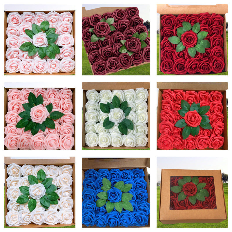 25 Pcs Artificial Foam Roses with Stems White 12 Inch Realistic DIY Wedding Bouquet Centerpieces