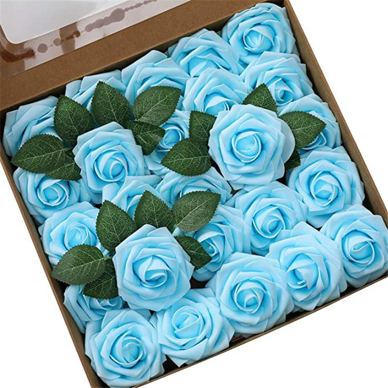 25 Pcs Artificial Foam Roses with Stems White 12 Inch Realistic DIY Wedding Bouquet Centerpieces