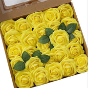 25 Pcs Artificial Foam Roses with Stems White 12 Inch Realistic DIY Wedding Bouquet Centerpieces