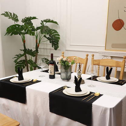 Bulk 2 pcs Satin Hollow Lace Napkins Restaurant Wedding Party Dinner Decoration Wholesale