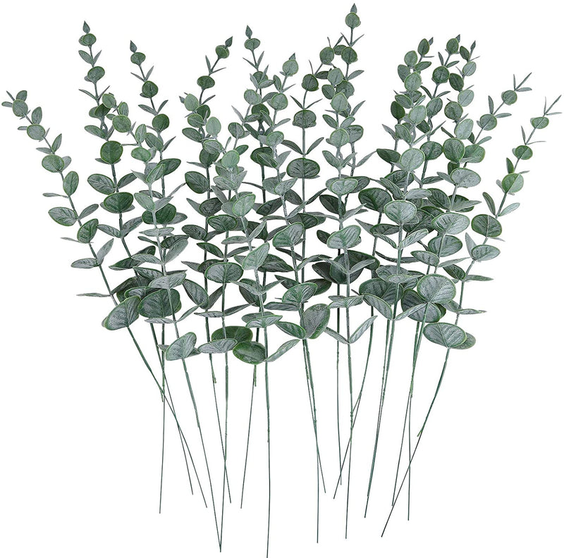 12 Pcs Artificial Eucalyptus Leaves Stems 12 Inch Real Touch Greenery for Floral Arrangement Wedding Bouquets Centerpiece