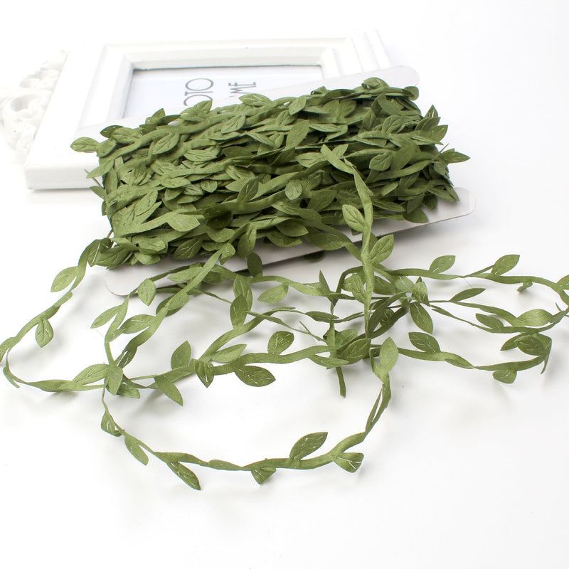 265 Ft Olive Green Artificial Leaf Ribbon for DIY Craft Wedding Party Decorations