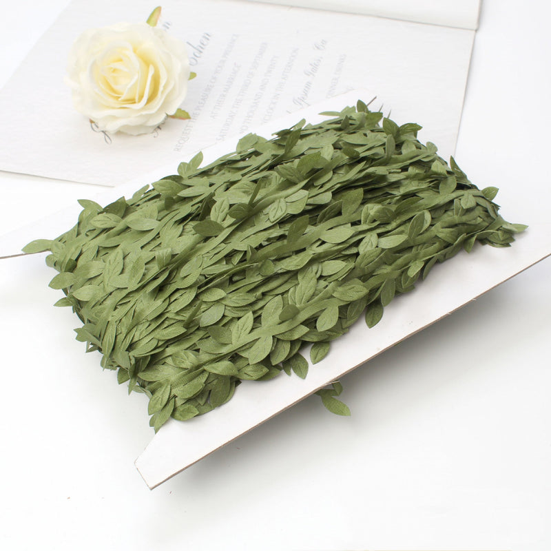 265 Ft Olive Green Artificial Leaf Ribbon for DIY Craft Wedding Party Decorations