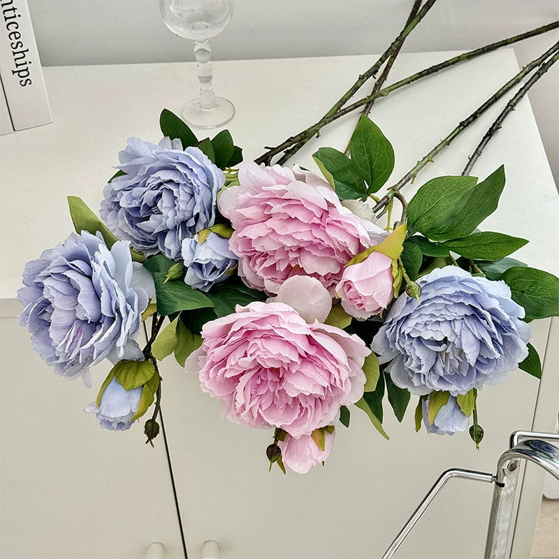 26" Artificial Peony Flower Stem, Faux Peony for Living Room Decor, Table Centerpiece & Home Accent