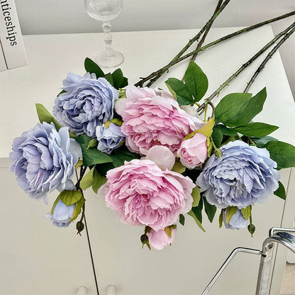 26" Artificial Peony Flower Stem, Faux Peony for Living Room Decor, Table Centerpiece & Home Accent