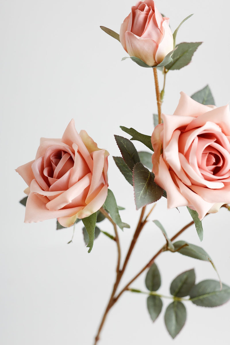 25 Inch Silk Artificial Rose Spray Stems, 10 Pcs Bulk Wholesale