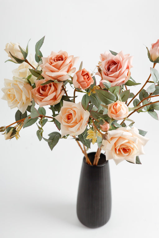 25 Inch Silk Artificial Rose Spray Stems, 10 Pcs Bulk Wholesale