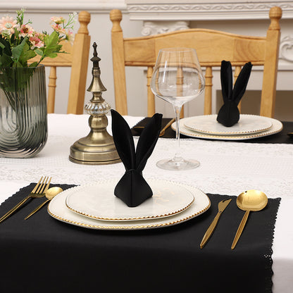 Bulk 2 pcs Satin Hollow Lace Napkins Restaurant Wedding Party Dinner Decoration Wholesale