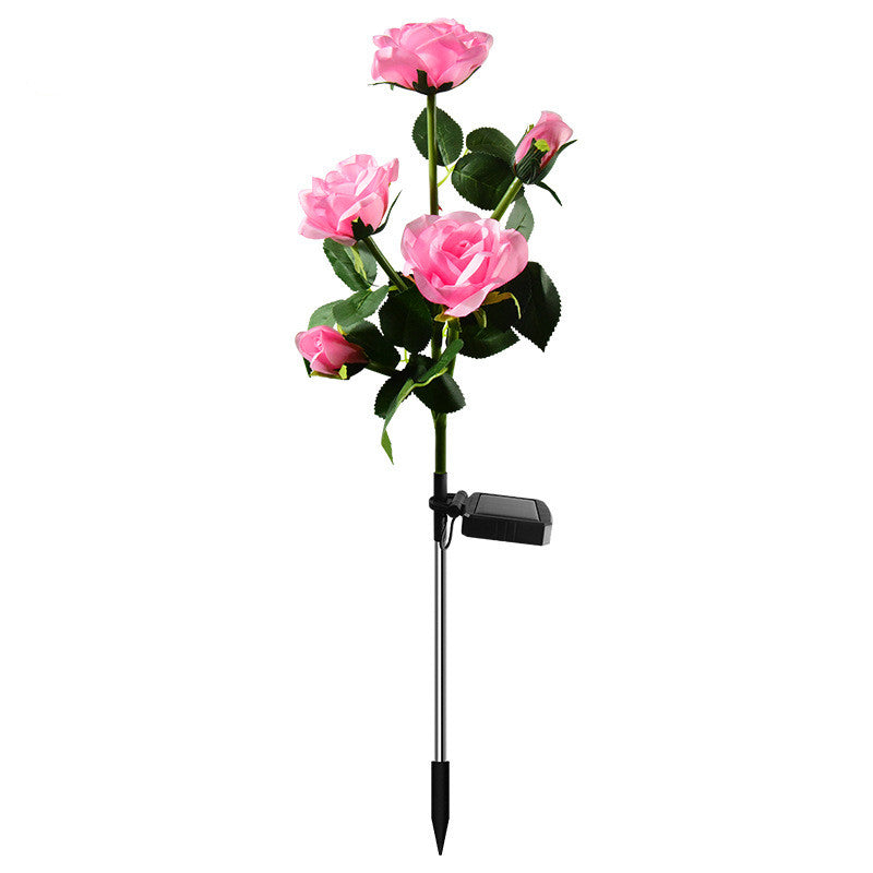 27 Inch Outdoor Solar Rose Flower Lights - 1 Pc Artificial Solar Garden Decor