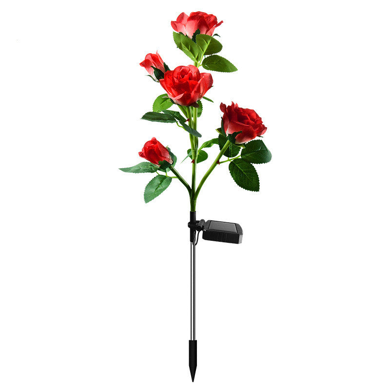 27 Inch Outdoor Solar Rose Flower Lights - 1 Pc Artificial Solar Garden Decor