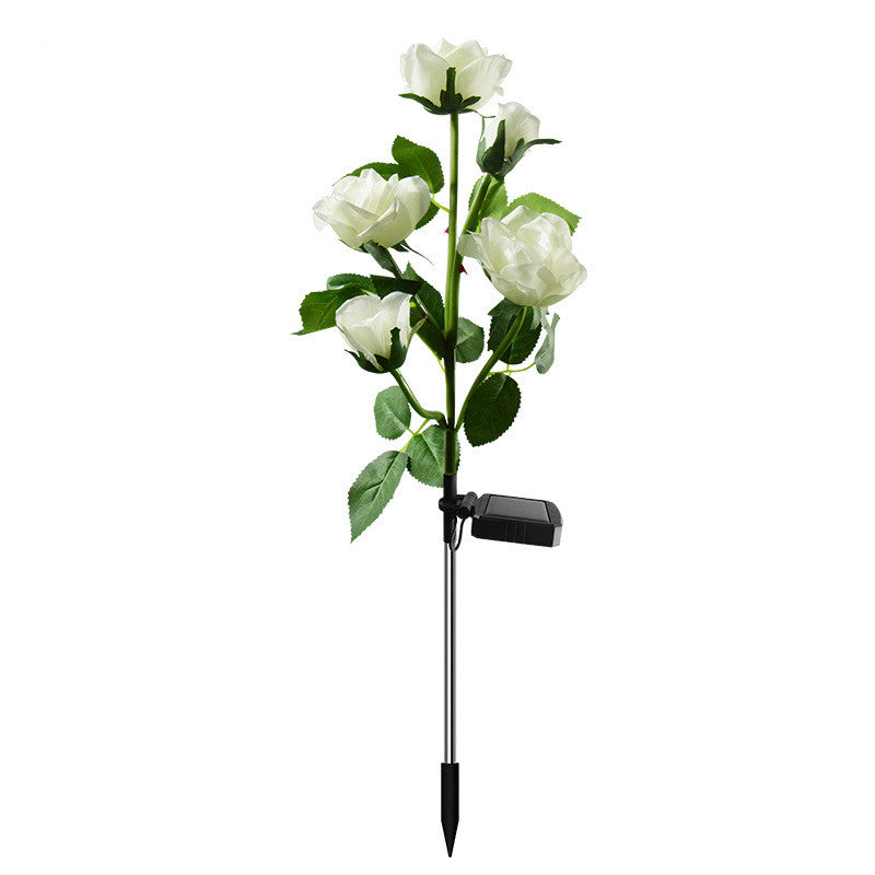 27 Inch Outdoor Solar Rose Flower Lights - 1 Pc Artificial Solar Garden Decor