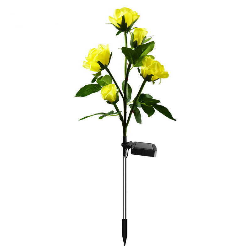 27 Inch Outdoor Solar Rose Flower Lights - 1 Pc Artificial Solar Garden Decor