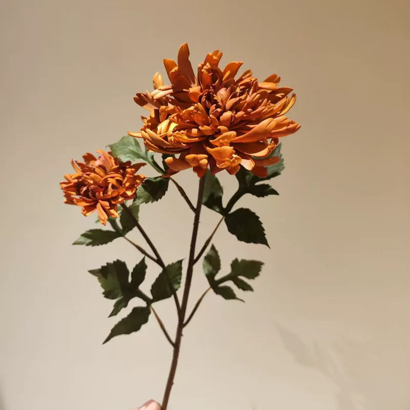 27.17 Inch Autumn Artificial Spider Chrysanthemum Bouquet - 4 Inch Flower Heads, 88g