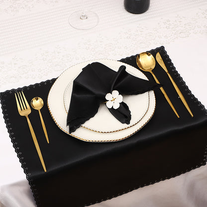 Bulk 2 pcs Satin Hollow Lace Napkins Restaurant Wedding Party Dinner Decoration Wholesale