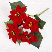 5 Sizes Bulk Artificial Velvet Poinsettia Stems Bushes Silk Christmas Flowers