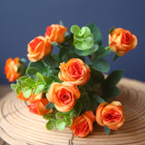 Bulk 12" Miniature Roses and Eucalyptus Faux Flower Arrangements Perfect for Home Decor Wholesale