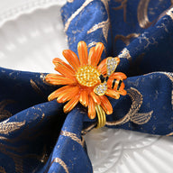 Bulk 6 Pcs Daisy Sunflower Napkin Rings Gold Bee Napkin Ring Holders for Wedding Party and Dining Table Decor Wholesasle