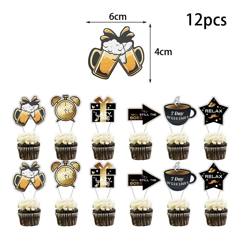 29-Piece Happy Retirement Decor Kit - Banner, Balloons & Cake Toppers