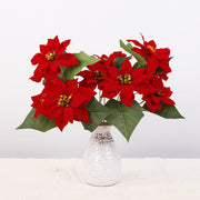 5 Sizes Bulk Artificial Velvet Poinsettia Stems Bushes Silk Christmas Flowers