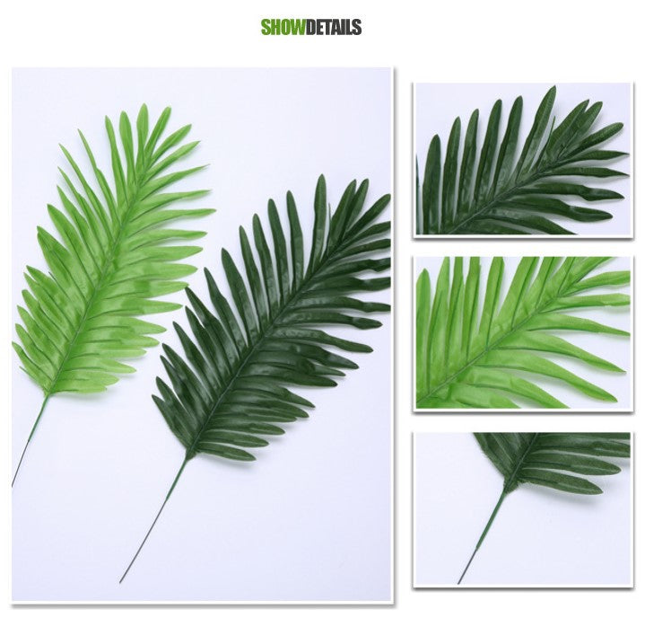18 Inch Artificial Palm Leaves 10 Pcs Faux Palm Fronds Tropical Greenery Plants Bulk