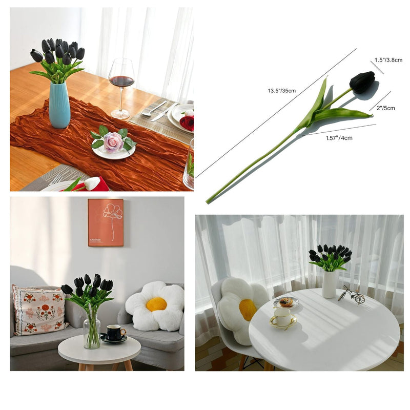 20 Stems Artificial Tulip Flowers 3.5 Inch PU Silk Realistic Lifelike Home Wedding Decor