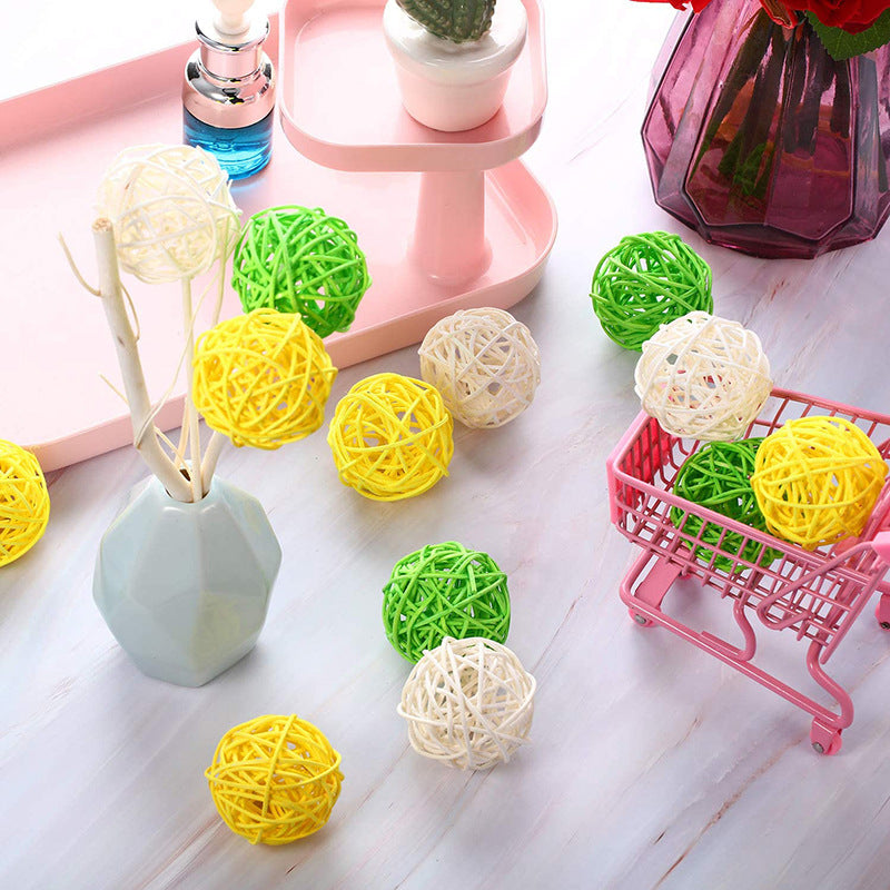 24 Pcs Rattan Balls Wicker Spheres Twig Orbs Vase Bowl Fillers Natural Artificial Decor