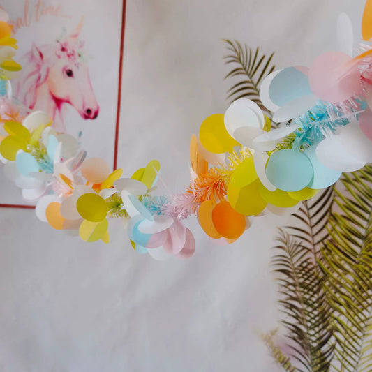 2M Colorful Christmas Tinsel Garland, 3.15" Wide Metallic Streamer for Holiday Decor, Festive Party Hanging Decoration