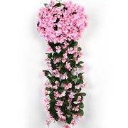 2 Pcs Faux Weeping Begonia Hanging Silk Plants Garland for Outdoors