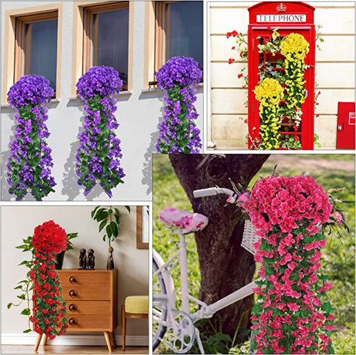 2 Pcs Faux Weeping Begonia Hanging Silk Plants Garland for Outdoors
