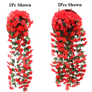 2 Pcs Faux Weeping Begonia Hanging Silk Plants Garland for Outdoors