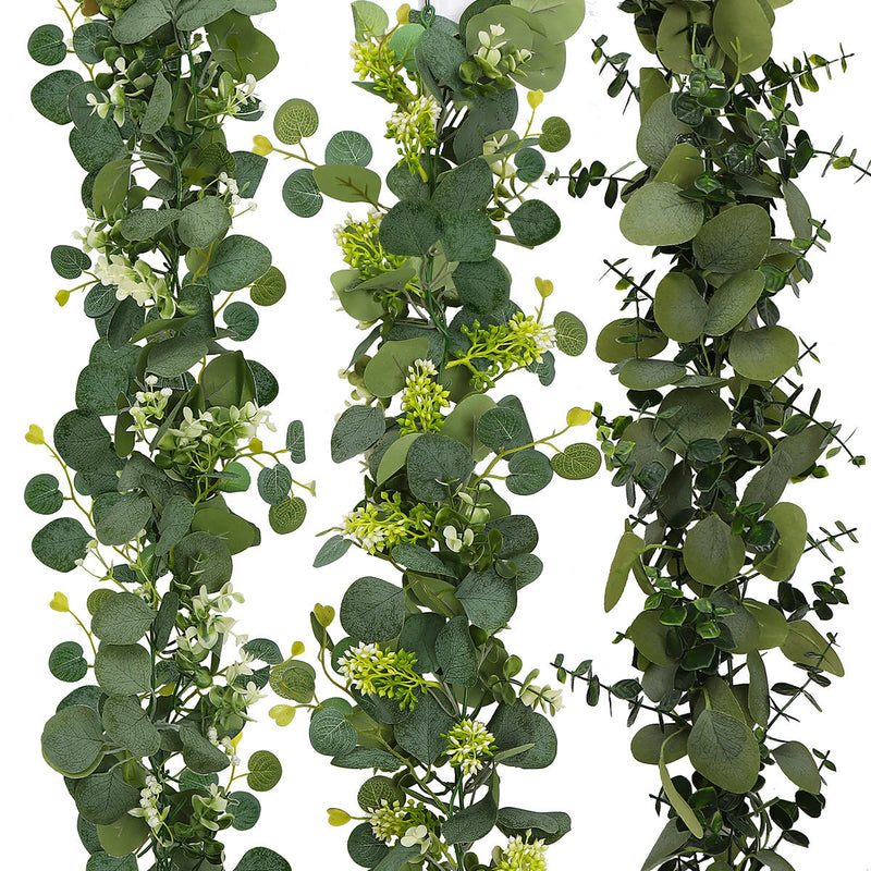 2 Pack Faux Eucalyptus Garland Vines 6 Ft Artificial Greenery for Home Party Table Decor