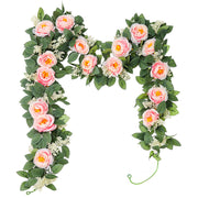 2 Pcs 13 Ft Artificial Eucalyptus Garland with Silk Roses for Wedding Party Decor