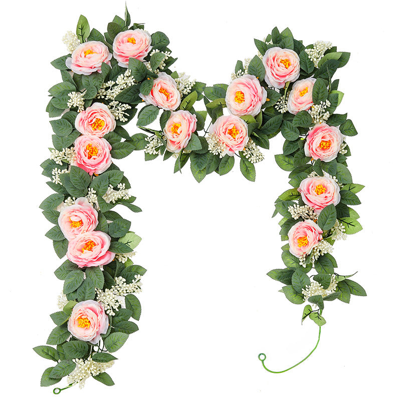 2 Pcs 13 Ft Artificial Eucalyptus Garland with Silk Roses for Wedding Party Decor