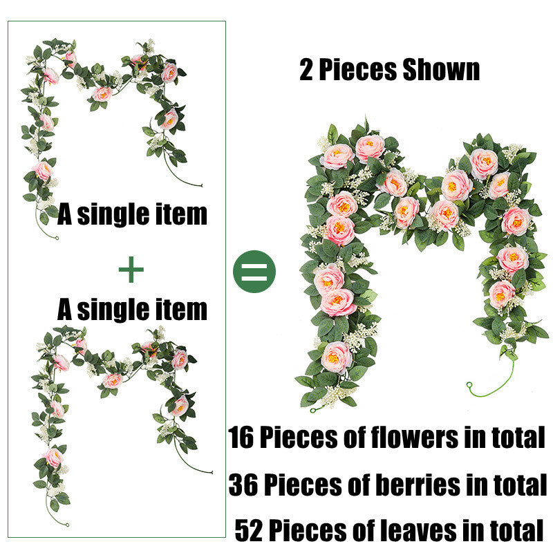 2 Pcs 13 Ft Artificial Eucalyptus Garland with Silk Roses for Wedding Party Decor