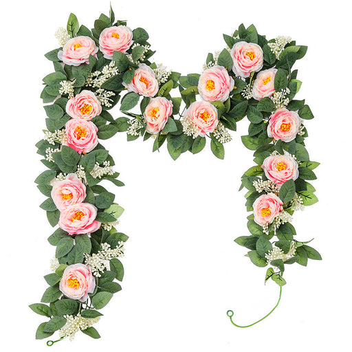 2 Pcs 13 Ft Artificial Eucalyptus Garland with Silk Roses for Wedding Party Decor