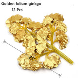 Bulk 12Pcs Artificial Plants Golden Greenery Leaves for Crafts DIY Wholesale