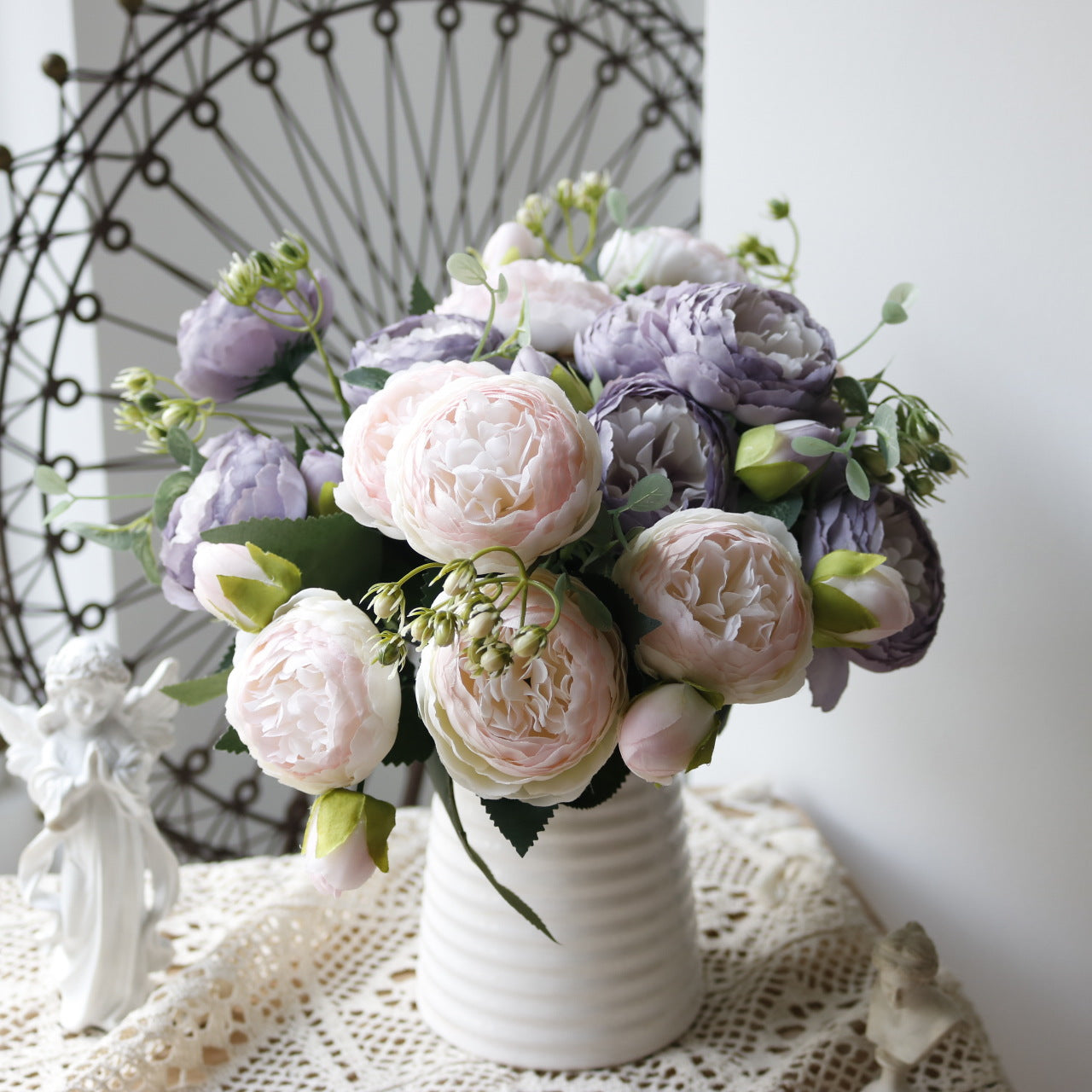 Bulk 12" Peonies Bush with Buds Silk Floral Arrangement