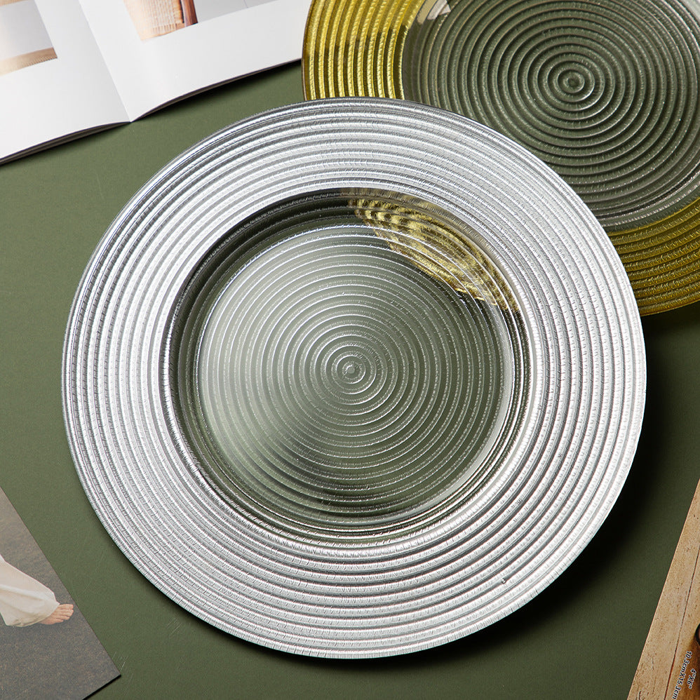 Bulk 13 Inch Creative Glass Charger Plates with Gold Trim Stylish Dinner Plates for Steak Salad and Dessert Wholesale