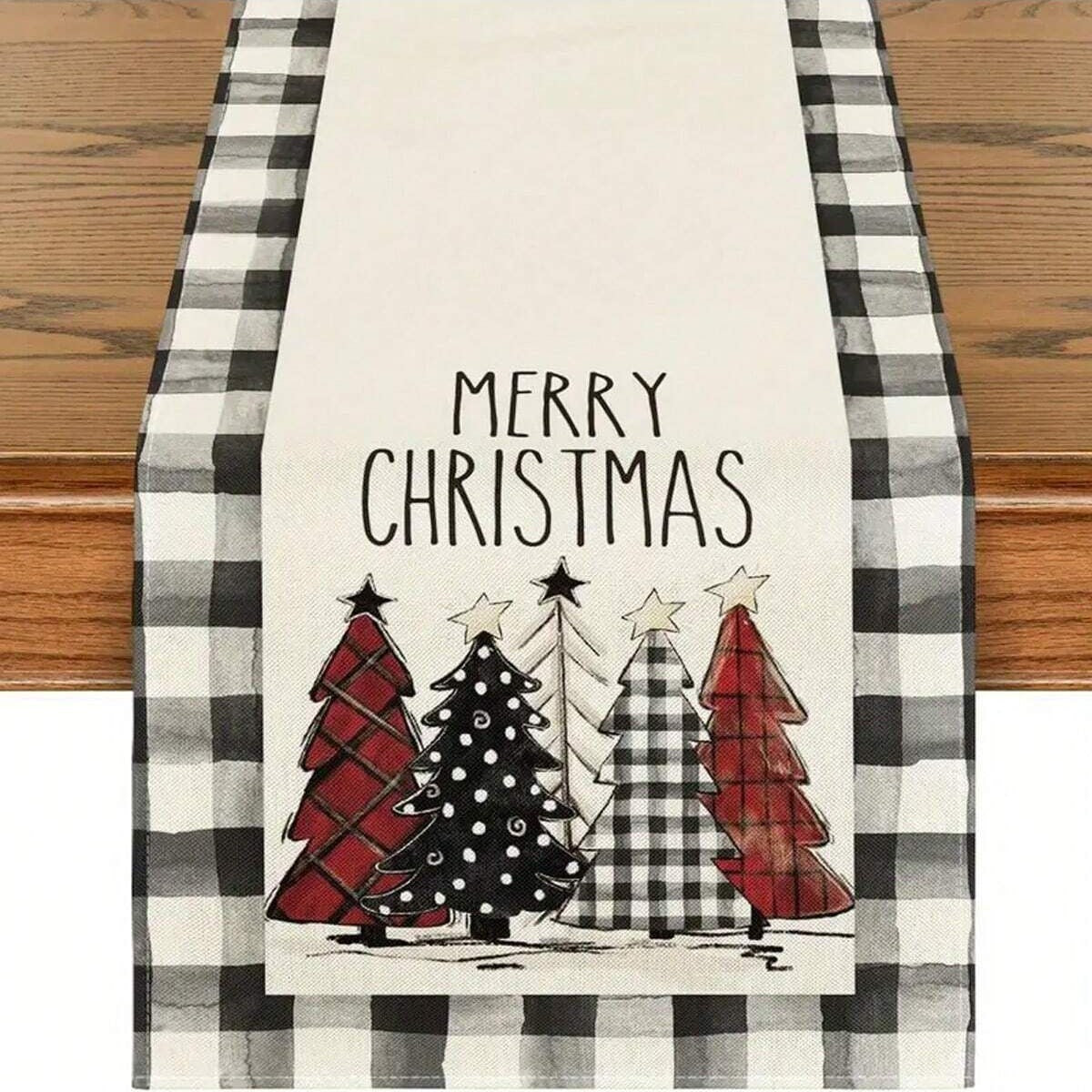 Bulk 12.5x71 Inch Christmas Table Runner Christmas Trees Design for Home Parties Winter Seasonal Holiday Kitchen Dining Table Decorations Wholesale