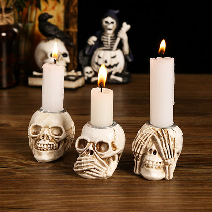 Bulk Halloween Decoration Skull Candle Holder Spooky Decoration for Escape Rooms and Murder Mysteries Wholesale