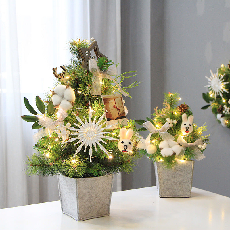 Handmade Potted Flocked Christmas Tree 12 Inch and 18 Inch Artificial Holiday Decor