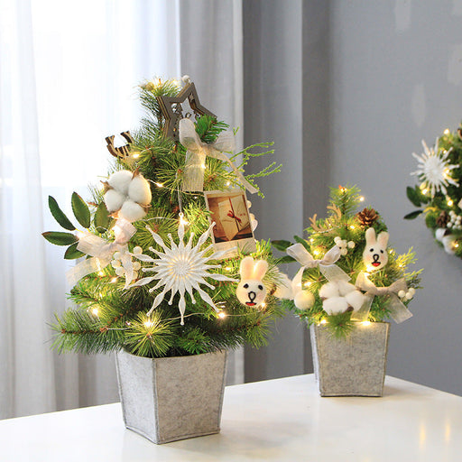 Handmade Potted Flocked Christmas Tree 12 Inch and 18 Inch Artificial Holiday Decor