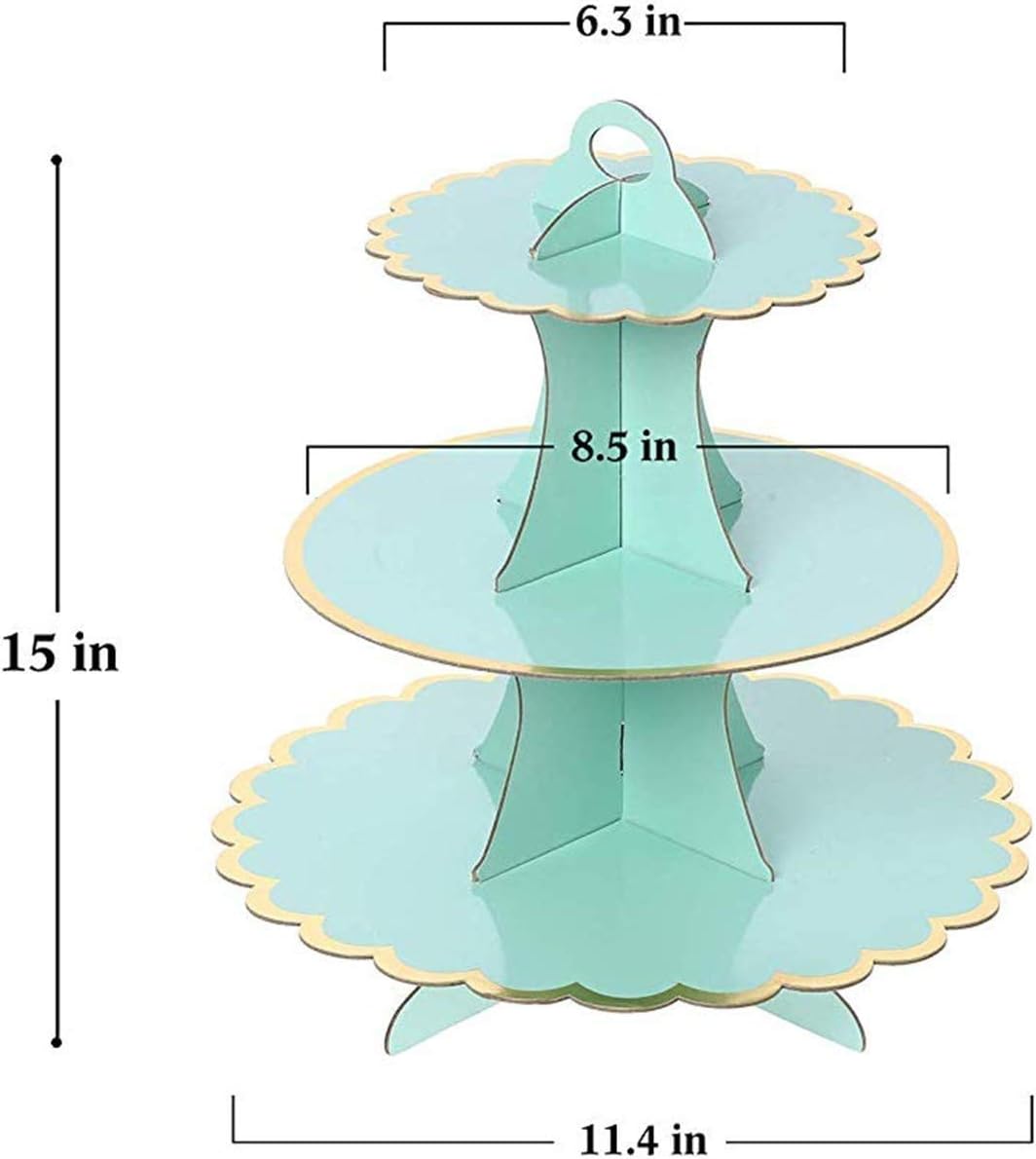 Bulk 4Pcs 3-Tier Foldable Cake Stand Holds 24 Cupcakes Reusable Round Pastry Display Tray for Birthdays Weddings and Special Event Decorations Wholesale