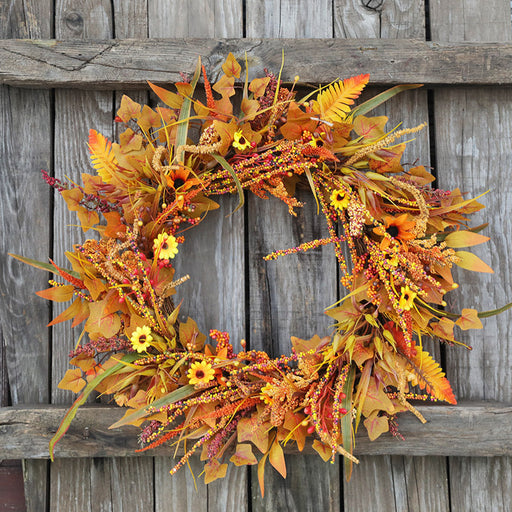 24 Inch Artificial Maple Leaf Autumn Wreath, Large Thanksgiving Fall Decor, Bulk Quantity