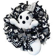 Artificial Halloween Ghost Doll Wreath 12 Inch Black Decorative Halloween Decor