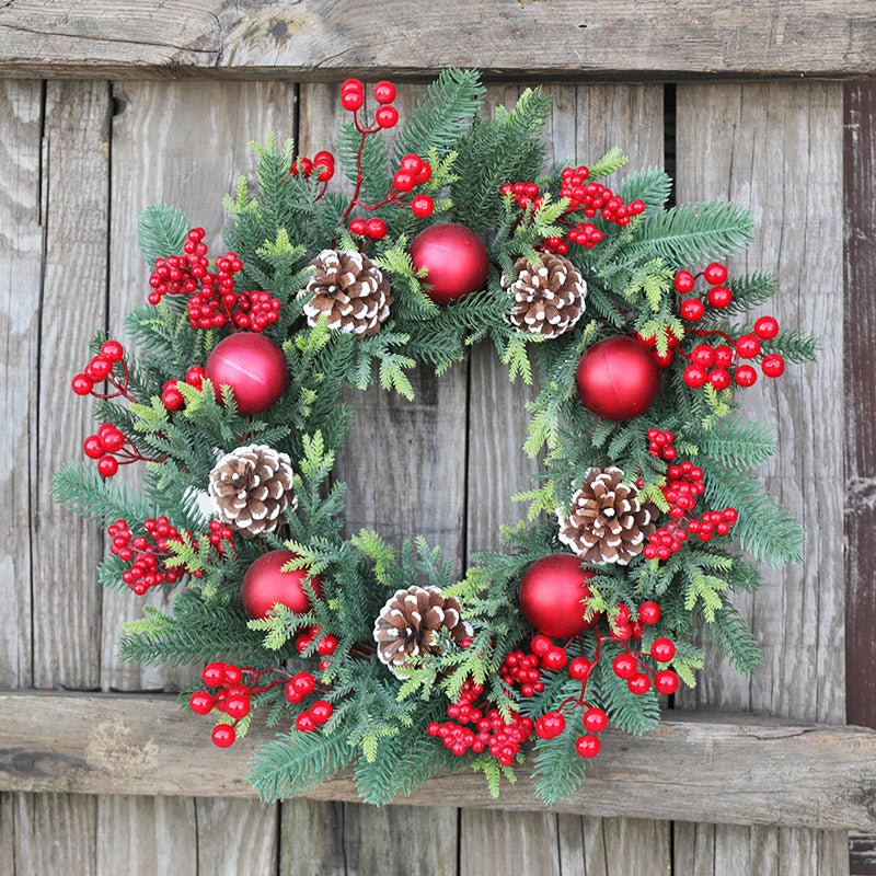 Artificial Foam Pine Cone Wreath 20 Inch Red Christmas Decor