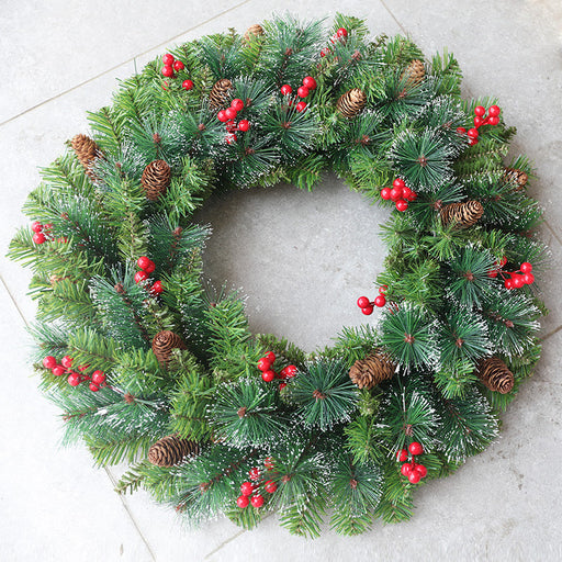 Christmas Red Pine Cone Wreath 24 Inch Artificial Cone Holiday Decor