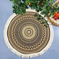 Bulk 2pcs 15 Inch Boho Round Braided Placemats with Tassel Vintage Vase Mat for Home Party Birthday Wholesale